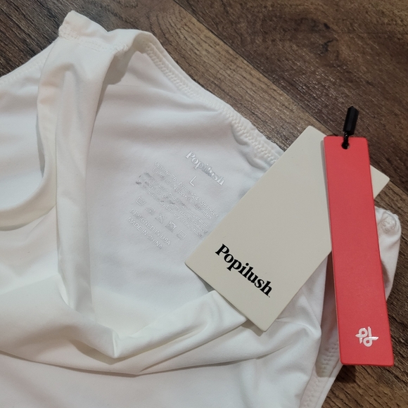 Popilush Women's White High Neck Compression Tummy Control Shapewear Bodysuit L - Picture 9 of 10